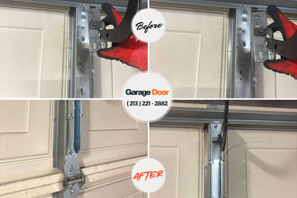 Before and after: garage door repair Jennings, LA
